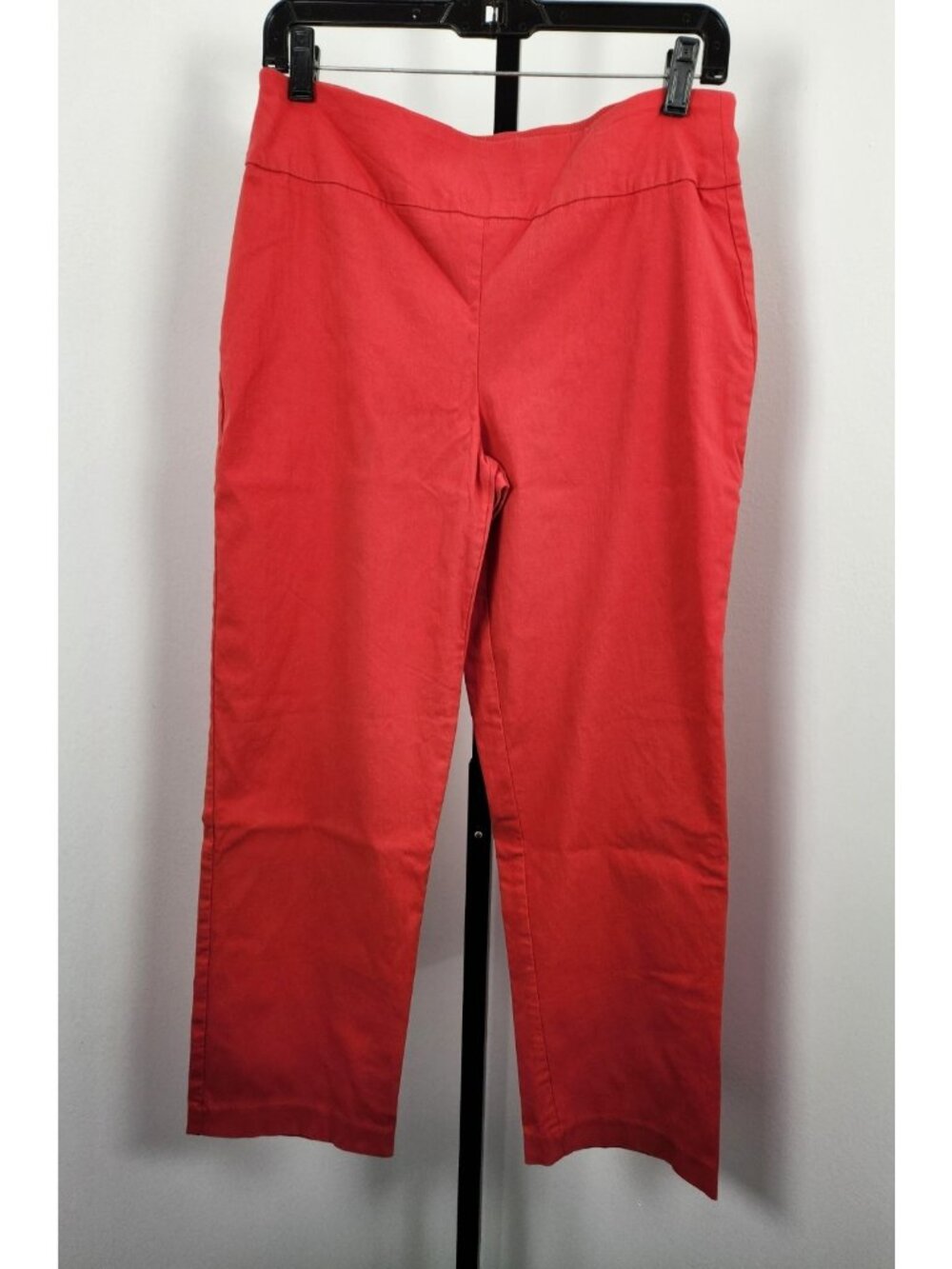 Attyre New York Petite Cropped Pants Womens 12P Red Stretch Straight Leg Pull On
